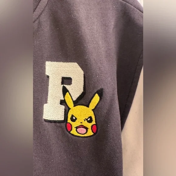 Zara Boys Black and White Pikachu Varsity Jacket - Picture 3 of 5